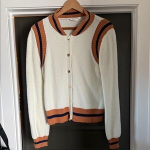Anthropologie Tan and Navy Striped Cardigan